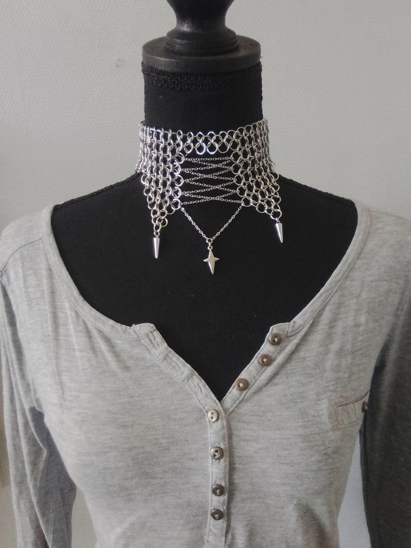 Colar choker XL decote "lacinhos" corrente europeia – photo 2